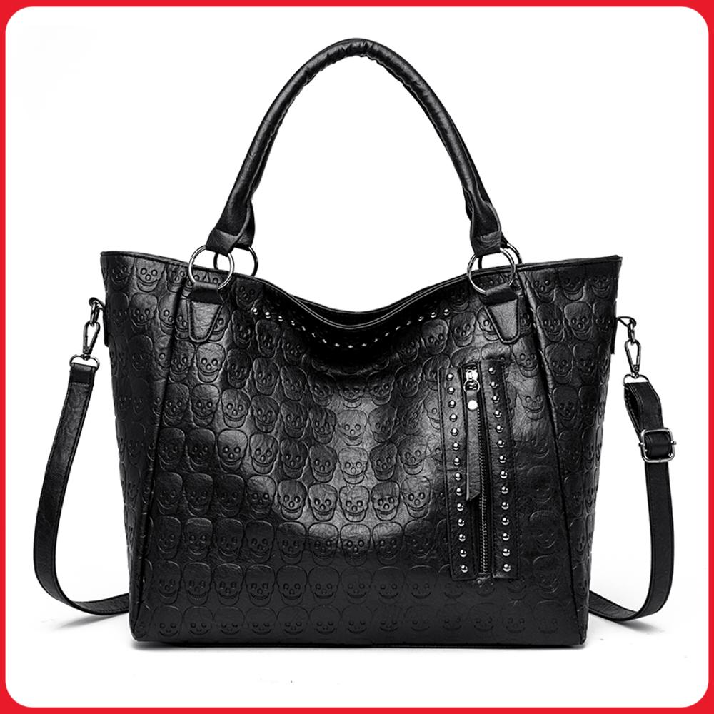 Leather Work Handbags - Punk Skull Crossbody Bag PU Leather