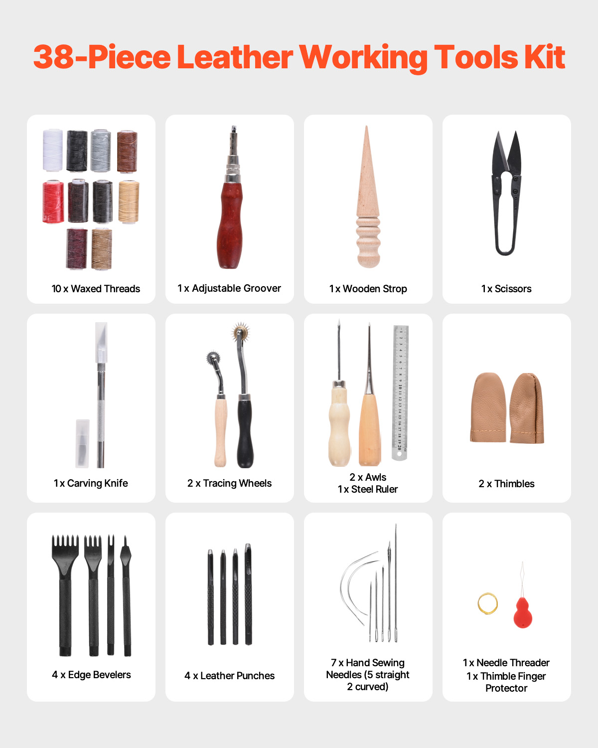 SucceBuy 38/59/61/72/92PCs Lea - Leatherwork Hammer 评论和价格