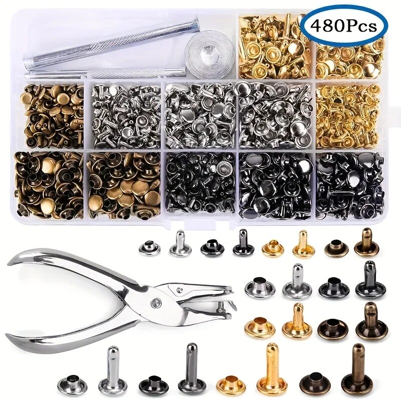 Metal Double Cap Rivets Studs  - Rivet Setter Tool 评论和价格