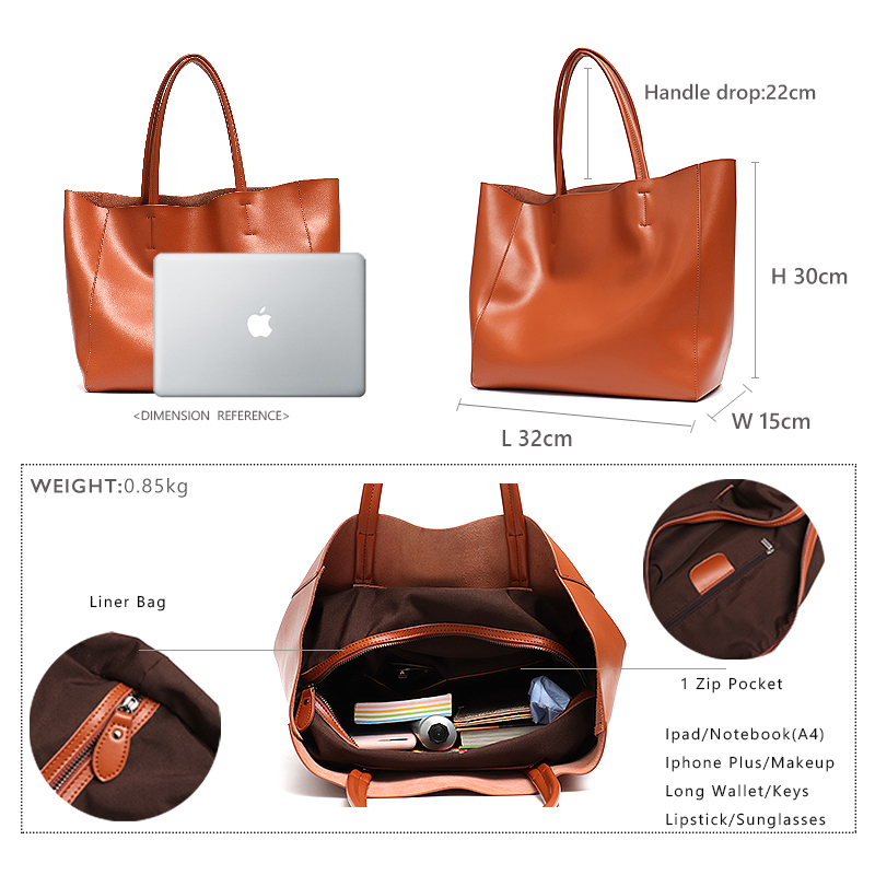 Minimalist Big Tote Bag Women  - Leather Work Handbags 评论和价格