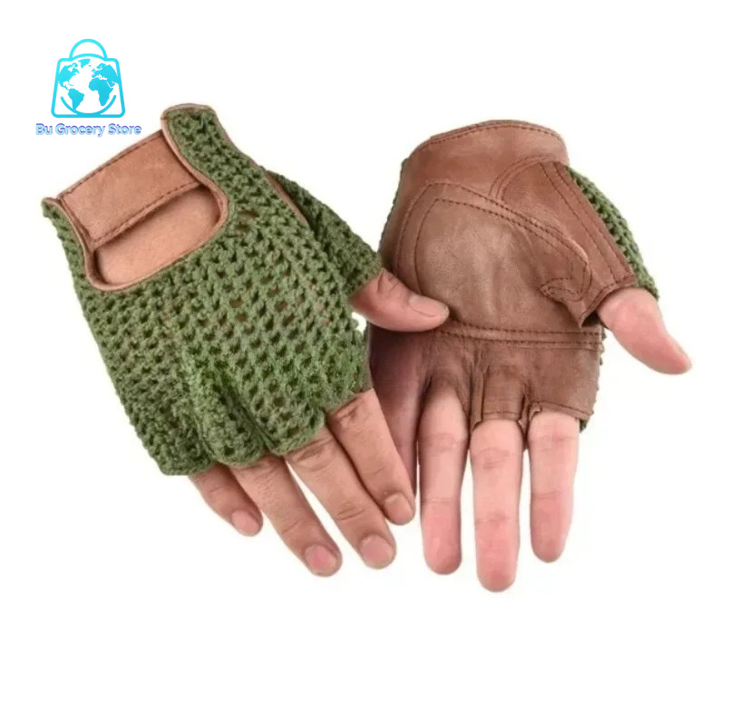 Leather Mesh Fingerless Gloves - Leather Work For Car 评论和价格