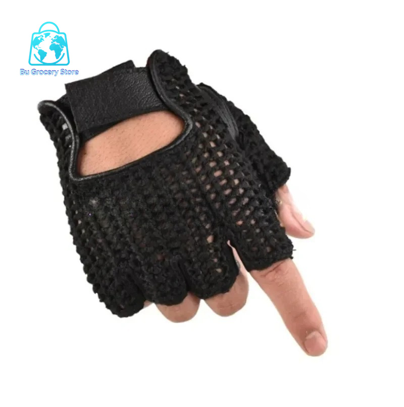 Leather Mesh Fingerless Gloves - Leather Work For Car 评论和价格