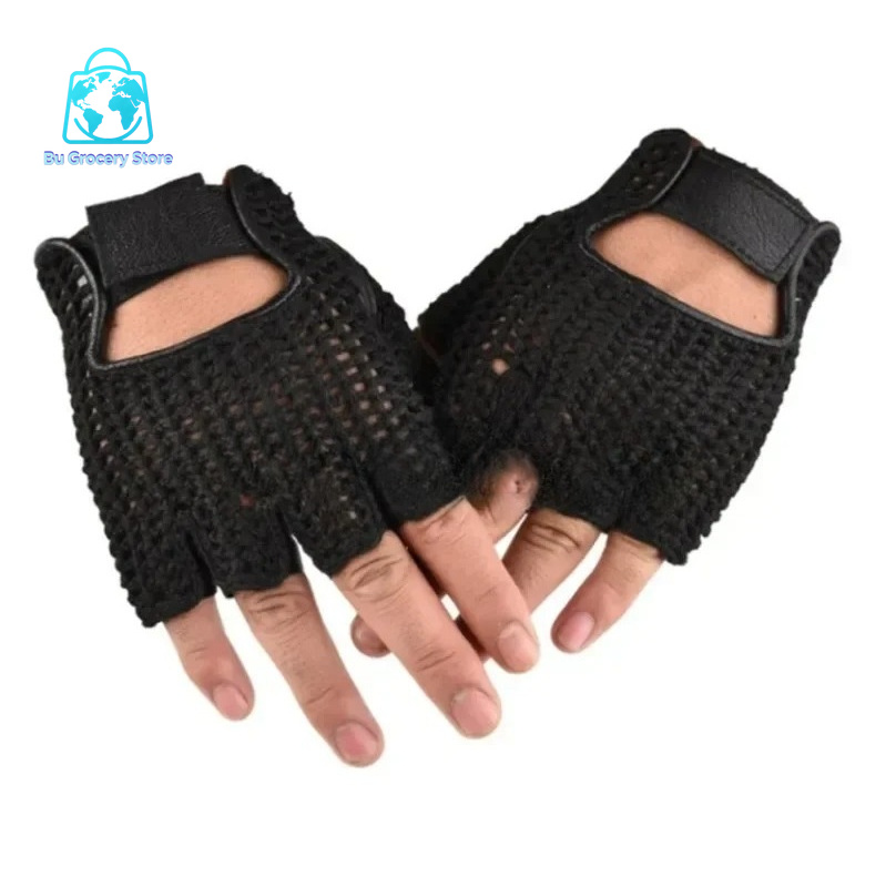 Leather Mesh Fingerless Gloves - Leather Work For Car 评论和价格