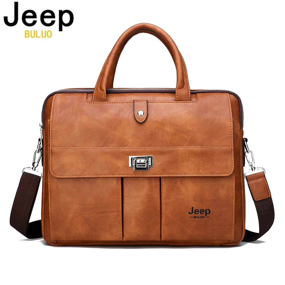 Jeep Buluo Men's Leather Brief - Leather Work Handbags 评论和价格