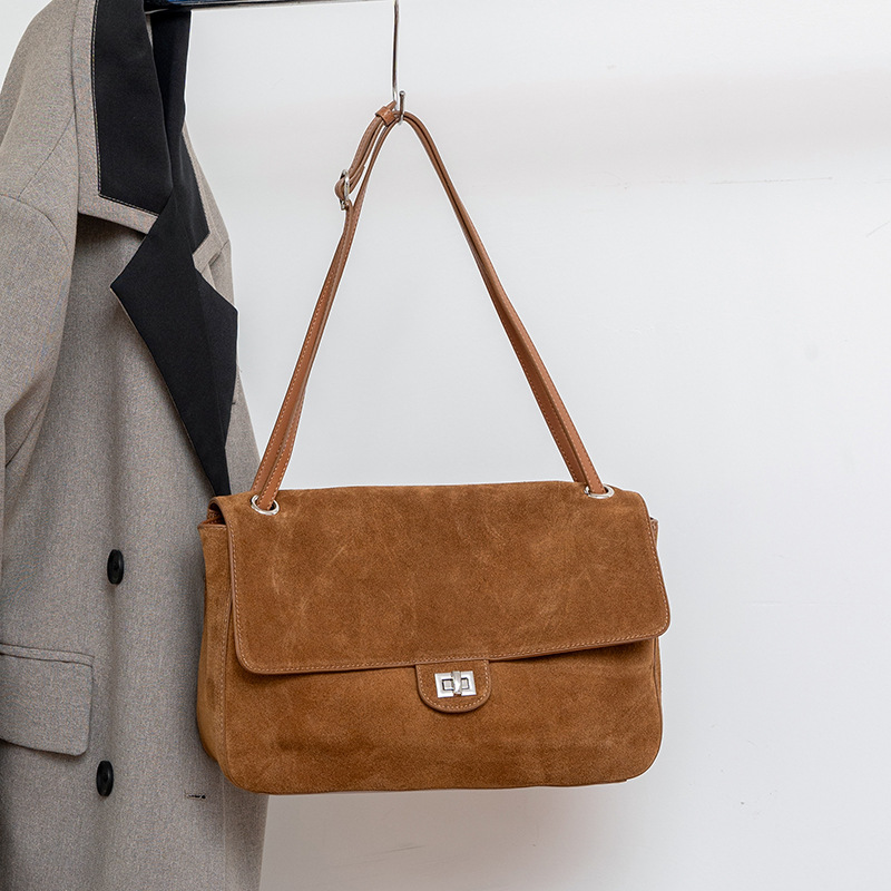 Genuine Suede Leather Underarm - Leather Work Handbags 评论和价格
