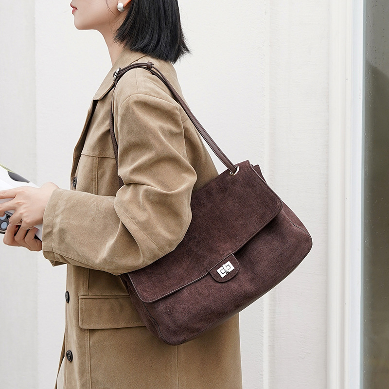 Genuine Suede Leather Underarm - Leather Work Handbags 评论和价格